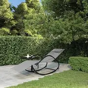 Rocking Sun Lounger Grey Steel and Textilene, Patio Sun Loungers