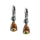 Mariana Earrings Lovely Champagne & Pale Blue Austrian Crystals Moondrops Coc...