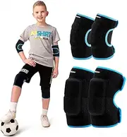 YEEKORO Knee Pads Elbow Pads Set for Kids, Youth Adjustable Knee Elbow Pads Protective Sets with Thickened SBR Pads for Riding Rollerblading Skating Skateboarding Snowboarding Volleyball