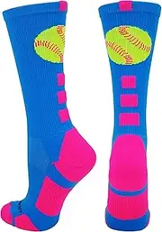 [MadSportsStuff] Softball Logo Athletic Crew Socks (Multiple Colors)