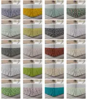 Ambesonne Botanical Spring Bedskirt Elastic Wrap Around Skirt Gathered Design