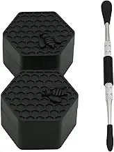 KUVIS 26ml Hexagon Silicone Containers Non-stick Jars with Carving Tool (Black)