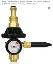 RX Weld Balloon Regulator Air Flow Inflator Regulator 0-3000 PSI Gauge CGA580