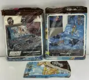 Original Star Stars Figure Bed Sheet Set Fitted Flat & Pillow Case Boba VADER
