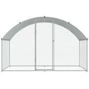 Spacious Metal Chicken Coop with Weatherproof Cover and Secure Lock Design