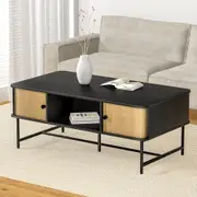 Two Tone Modern Style Coffee Table Sliding Drawer Doors