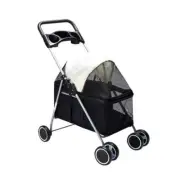Pet Stroller Pram Foldable Carrier Large Travel Pushchair Black
