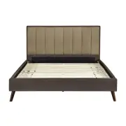 Design Square Oshi Standard Soft Fabric Bed Frame Double Size Density Foam Brown