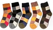 [Homiliky] 5 Pairs Men's Thermal Socks - Winter Warm Wool Boot Socks for Men, High Elasticity & Fluffy Lining, Cozy Home & Outdoor Wear