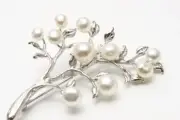 South Sea Keshi Pearl Brooch 4-6mm White Color Silver