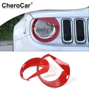 2x Front Light Bezel Headlight Cover Decor Trim for Jeep Renegade 2016-2018 Red (for: Jeep)