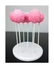 Set of 4 Cake Pop Stand Holders Dessert Display w/Sticks and Bags Round Wood