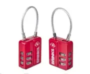 Brinks, 1/4in 3-Dial TSA Luggage Padlock with Steel Cable Shackle, 2-Pack RED
