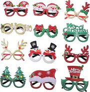[TOGEVAL] 12pcs Plastic Frames Christmas Party Glasses Frames Non-woven Fabric Christmas Eyeglass Frame Xmas Glasses Prop Xmas Eyeglasses