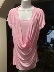 Charlotte Russe Pink Open Back Cowl Neck Blouse Women's Jrs Size Large Top NWT