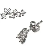 Giani Bernini Sterling Silver Cubic Zirconia Horizontal Cluster Stud Earrings