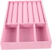 CATIEBYE Velvet Jewelry Organizer Tray Elegant Stackable Earring Holder with Ring Slots for Secure Storage Versatile Jewelry Display Case for Necklaces Bracelets and Earrings