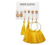 6Pcs Tassel Earrings Female Bohemian Ethnic Style Earrings - 2
