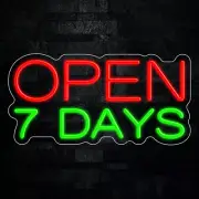Open 7 Days LED Neon Sign 20"L x 10"H #32534