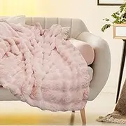 Throw Blanket Super Soft Faux Fur Throw Blanket Thick and Warm Blankets Cozy Fluffy Warm Comforter for Winter Soft and Fuzzy Throw Blanket 51×63in (Cherry Blossom Pink)