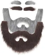 Halloween Costume Beard Mustache Set 2 Pieces Fake Dwarf Eyebrows Gnome Facial Hair Reusable Diy Party Supplies
