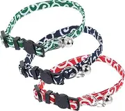 3Pcs Adjustable Cat Collar with Bell Breathable Safety Necktie for Kittens Suitable for Daily Wear Parties Weddings and Festivals