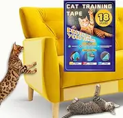 MonJolly 18-Pack Double Sided Cat Tape, Cat Scratch Furniture Protector - Training & Deterrent for Cats - Strong Adhesion, Non-Toxic, Transparent - Two Sizes, Cut to Size - Couch Cat Scratch Protector
