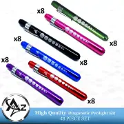 48pcAluminum Medical Diagnostic Penlight Set Pocket LED with Pupil Gauge,6 Color