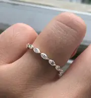 Marquise Cut Moissanite Wedding Band Stackable 925 Silver Ring For Women