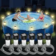 10 Pcs Solar Pool Lights RGB Color Changing Solar Fence Lights Outdoor Solar Pool Night Lights for Holiday Summer Party Pool Garden Fence Lighting Decoration