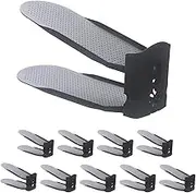 kivrimlarv Shoe Stacker Slots Space Saver, Closet Organizer Holder, Pack of 10 Adjustable Stackable Shoe Racks, Space-Saving Cabinet Storage for Closet Organization, 10.63x3.94in