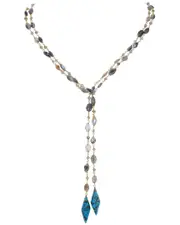Rachel Reinhardt 14K Over Silver Labradorite & Turquoise Lariat Necklace