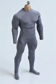 1/6 Gray Jumpsuit Male Figure Tight Bodysuit Clothes Fit for 12'' Strong Body