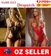 Women Sexy Lingerie Babydoll Open Bra T-Back Underwear Size 6-10 Black Red