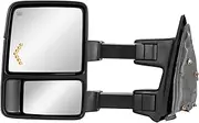 Driver Side Tow Mirrors Compatible for 2008-2016 Ford F250 F350 F450 F550 Super Duty Power Heated Left Truck Mirror Telescope w/Turn Signal light Arrow Light Black
