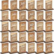 Chunful 30 Pcs Wedding Wooden Table Numbers 1-30 with Base Rustic Centerpieces for Tables Number Sign Banquet Restaurant Party Decor, 3.9 x 5.9 Inch