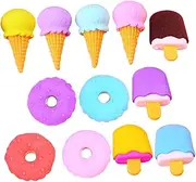Operitacx 12Pcs Cute Candy Colored Dessert Shaped Mini Erasers Wear Resistant Stationery for Daily Use Party Favors Fun Pencil Accessories for Boys