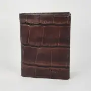 bugatti Embossed Crocodile 3-fold card case Brown