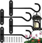 4PCS Hanging Plant Bracket, 6 Inch Iron Wall Hooks for Hanging Plant Lanterns, Plant Hanger Supports up to 30lbs for Hanging Lanterns, Bird Feeder, Flower Basket, Home Decor Indoor & Outdoor/3102
