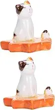 FUNOMOCYA 2Pcs Ceramic Cat Chopstick Stand Decorative Tableware Adornment for Dining Lovely Spoon Holder Random Styles for Home Banquets and Parties