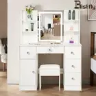 Dressing Table Stool Set Makeup Mirror Desk LED Light Strip 3 color adjustable