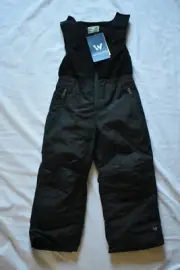 NEW White Sierra Black Toboggan Snow Bibs Insulated Kids Size 4 Black T9217K