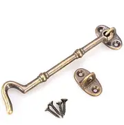 Mipcase Vintage Cabin Hook Antique Brass with Screws Easy Install Decorative Latch for Doors Gates Cabinets Durable Solid Polished Brass Hook for Rustic Home