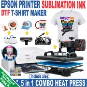 Epson Printer For Sublimation Ink Heat Transfer + Press 5 in 1 Start DTF ink Kit