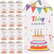 ADOCARN 1 Sets Birthday Party Decoration Tags with String Writable Goodie Bag Labels for Presents Treats Party Favors Paper Cake Tags for Shower Birthday Celebrations