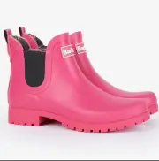 Barbour Womens Wilton Pink Solid Rubber Rain Boots 10 Medium