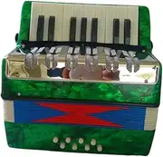 Ｓｉｍｈｏａ 17 Keys 8 Bass Piano Accordion Educational Development with Straps Hand Piano Accordion for Birthday Gift Children Beginner, Green