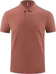 [Aosufei] Men's Breathable Quick Dry Basic Polo Shirt Short Sleeve Dry-Fit Loose Polo Shirt Lightweight Soft Polo Golf Shirts