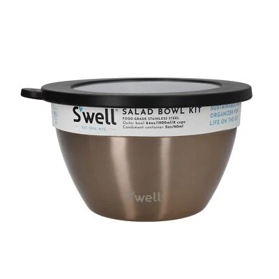 S'well Pyrite Rose Salad Bowl Container Tray Lunch Dinner Storage 1.9L Metallic