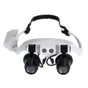 10X 15X 20X 25X Dual Eye 8-Lens Jewelry Watch LED Light Headband Magnifier Loupe